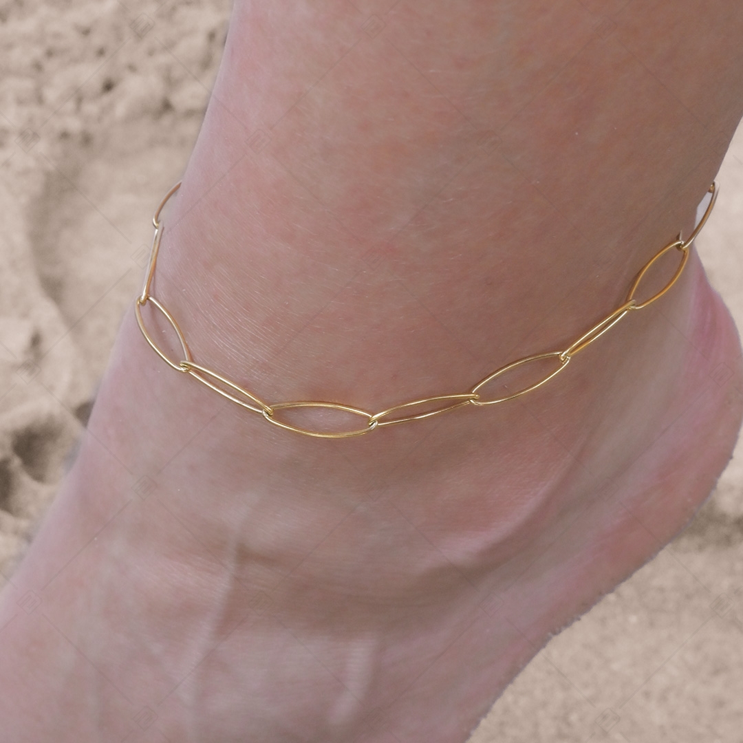 BALCANO - Marquise / Stainless Steel Marquise Chain-Anklet, 18K Gold Plated - 5 mm (751447BC88)