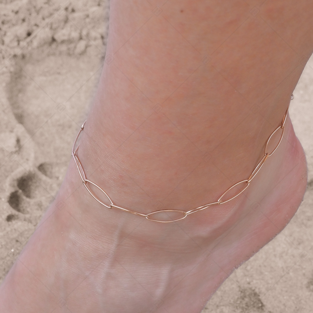 BALCANO - Marquise / Stainless Steel Marquise Chain-Anklet, 18K Rose Gold Plated - 5 mm (751447BC96)