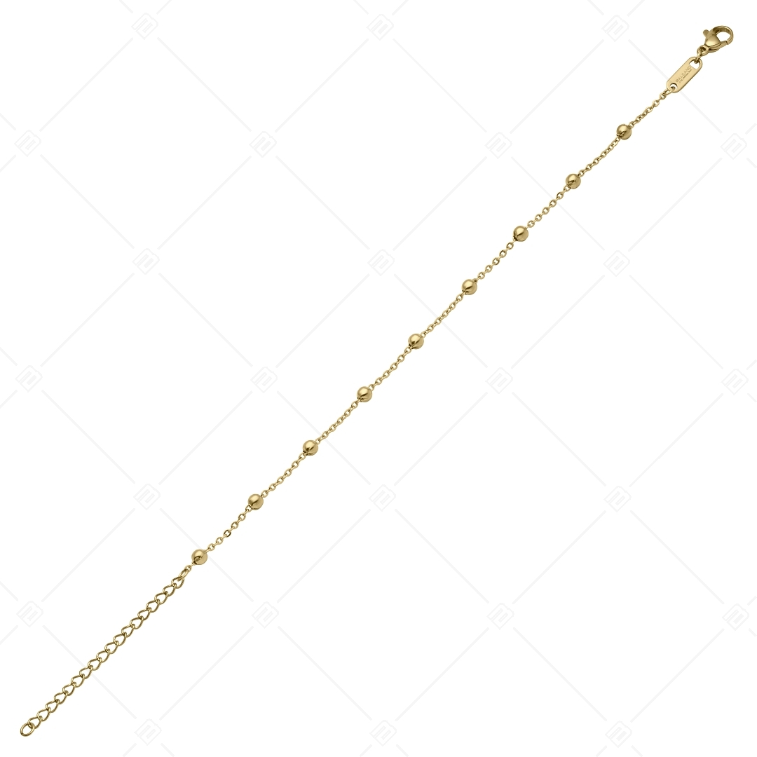 BALCANO - Beaded Cable / Bracelet de cheville d'ancres à baies en acier inoxydable plaqué or 18K - 1,5 mm (751452BC88)