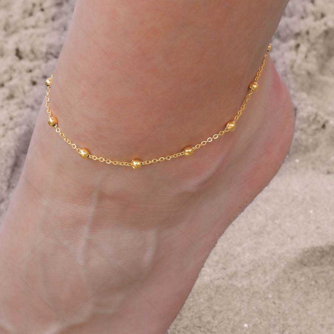 BALCANO - Beaded Cable / Stainless Steel Beaded Cable Chain-Anklet, 18K Gold Plated - 1,5 mm (751452BC88)