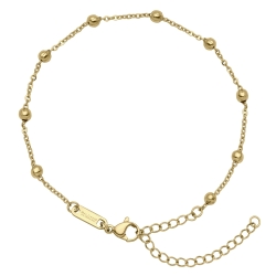BALCANO - Beaded Cable Chain anklet, 18 K gold plated - 1,5 mm