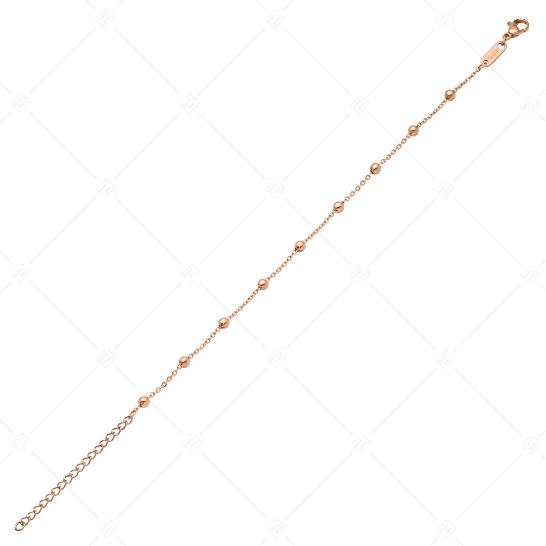 BALCANO - Beaded Cable / Bracelet de cheville d'ancres à baies en acier inoxydable plaqué or rose 18K - 1,5 mm (751452BC96)