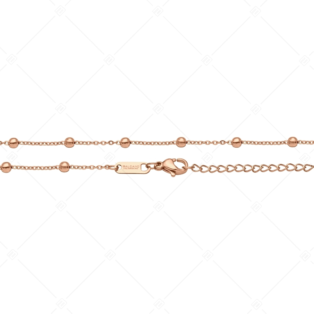 BALCANO - Beaded Cable / Bracelet de cheville d'ancres à baies en acier inoxydable plaqué or rose 18K - 1,5 mm (751452BC96)