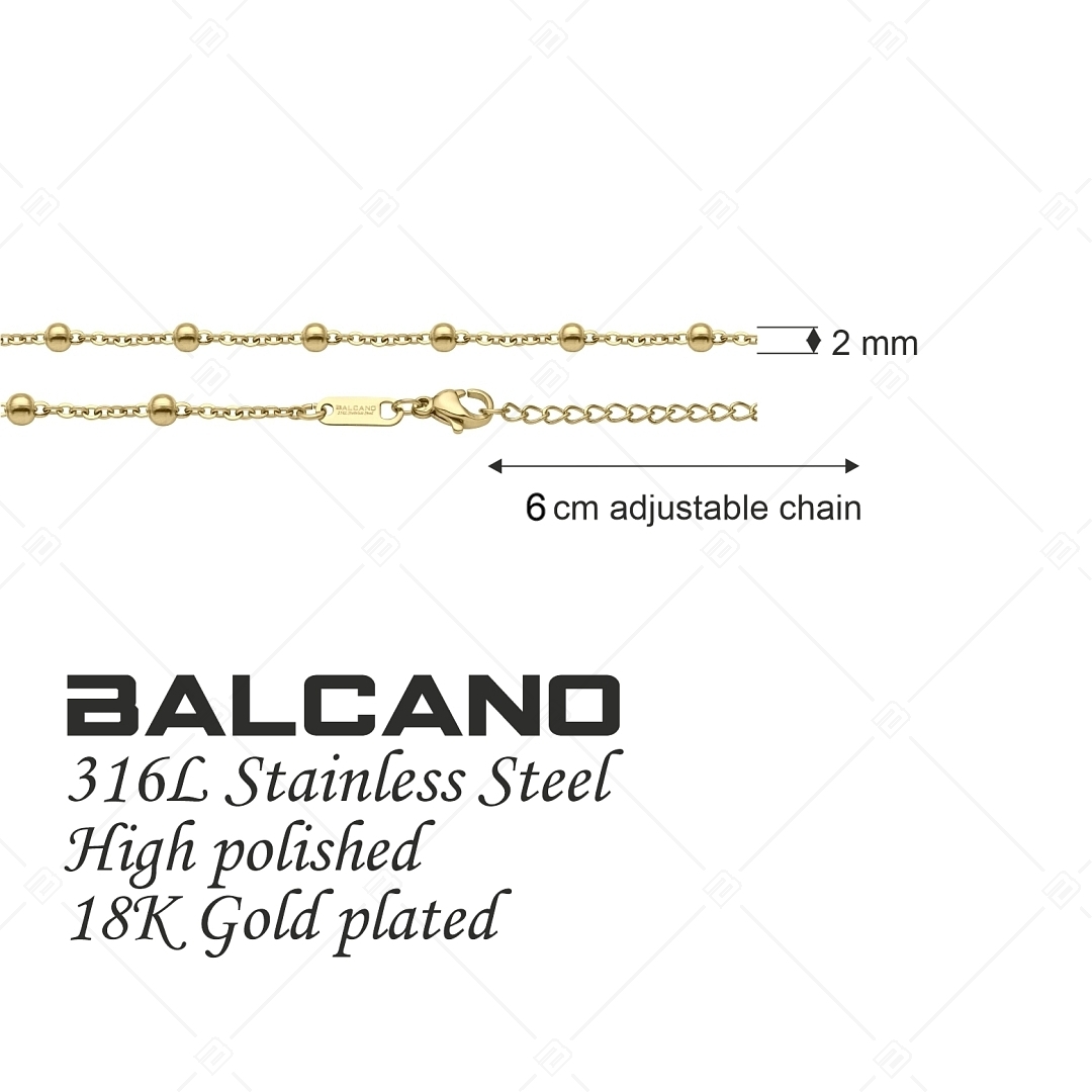BALCANO - Beaded Cable Chain / Berry-Anker-Fußkettchen 18K vergoldet - 2 mm (751453BC88)