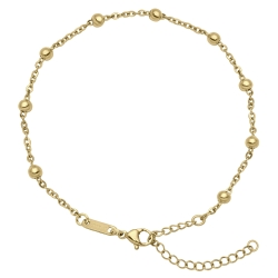 BALCANO - Beaded Cable Chain anklet, 18 K gold plated - 2 mm