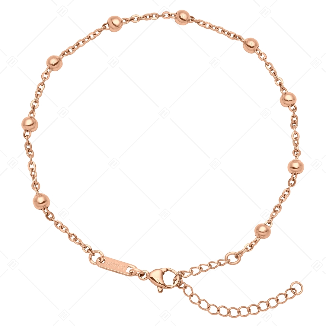 BALCANO - Beaded Cable / Stainless Steel Beaded Cable Chain-Anklet, 18K Rose Gold Plated - 2 mm (751453BC96)