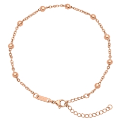 BALCANO - Beaded Cable Chain anklet, 18 K rose gold plated - 2 mm