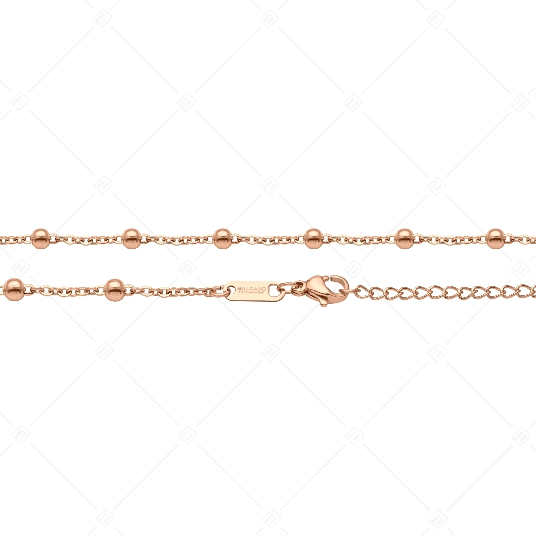 BALCANO - Beaded Cable / Bracelet de cheville d'ancres à baies en acier inoxydable plaqué or rose 18K - 2 mm (751453BC96)