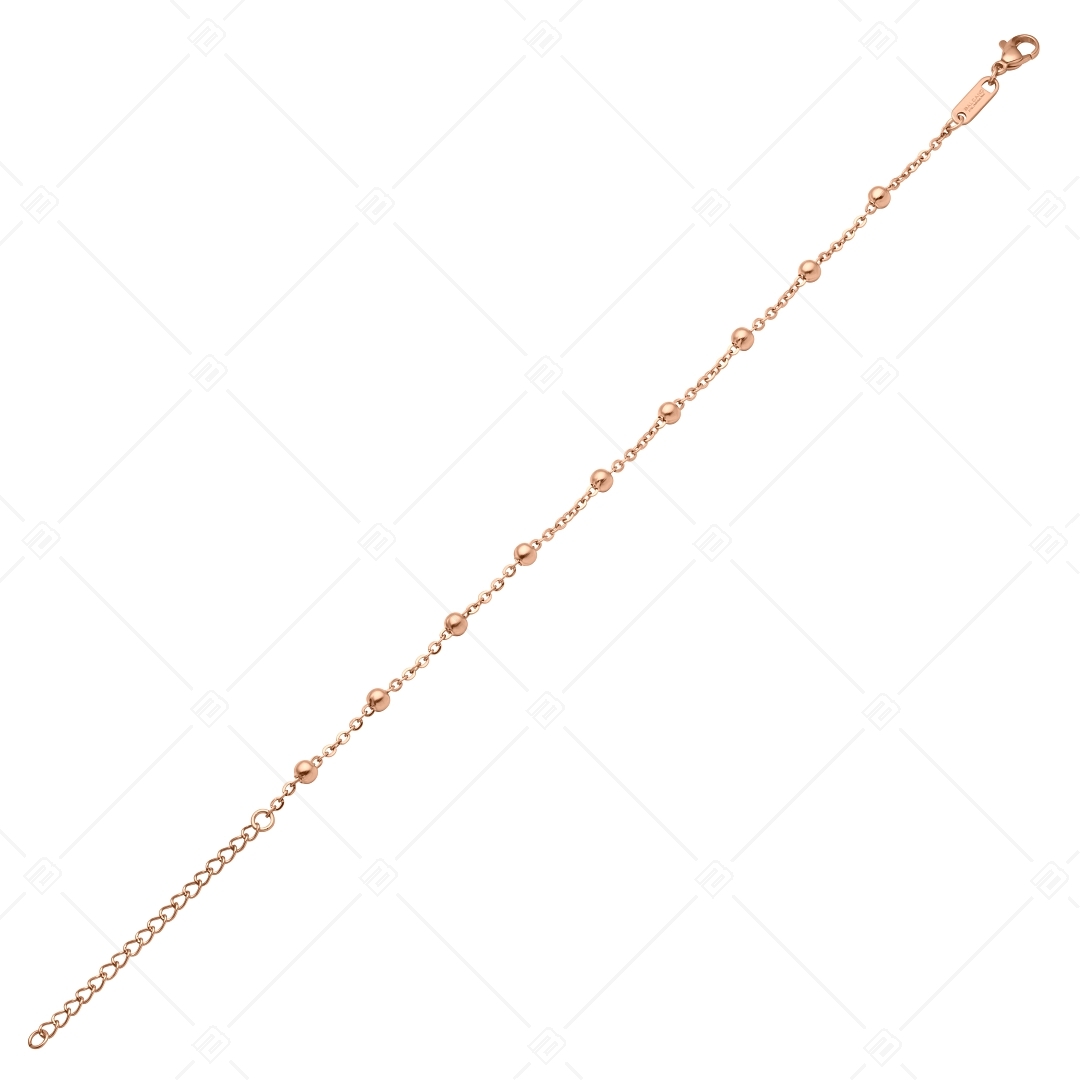 BALCANO - Beaded Cable / Bracelet de cheville d'ancres à baies en acier inoxydable plaqué or rose 18K - 2 mm (751453BC96)