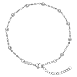 BALCANO - Beaded Cable / Stainless Steel Beaded Cable Chain-Anklet, High Polished - 2 mm