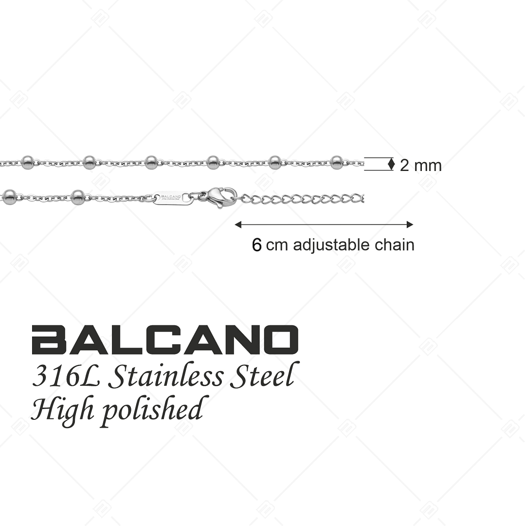 BALCANO - Beaded Cable / Bracelet de cheville d'ancres à baies plaqué en acier inoxydable avec hautement polie - 2 mm (751453BC97)