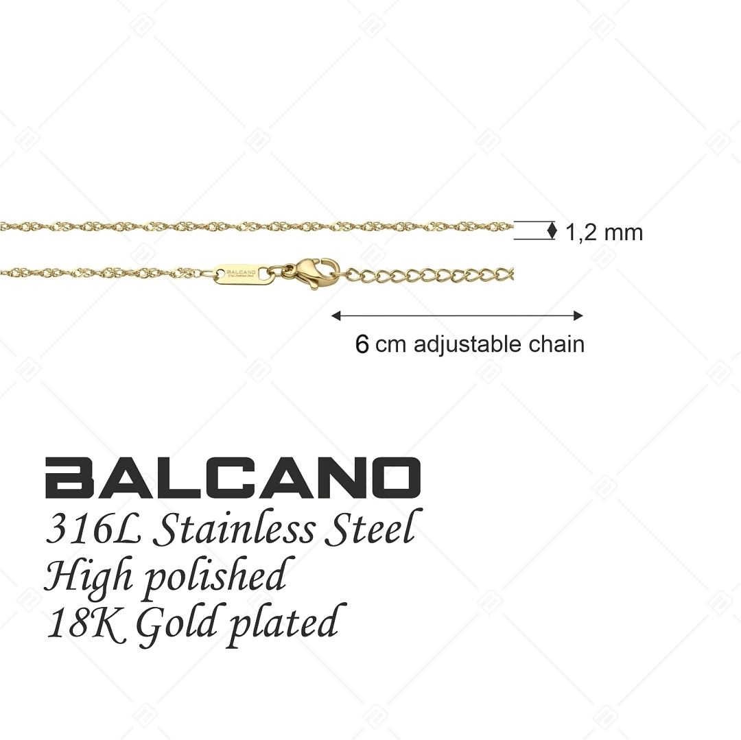 BALCANO - Singapore / Bracelet de cheville type chaîne Singapour en acier inoxydable plaqué or 18K - 1,2 mm (751461BC88)