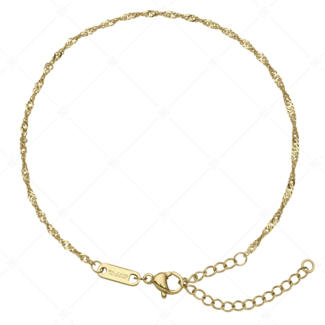 BALCANO - Singapore / Stainless Steel Singapore Chain-Anklet, 18K Gold Plated - 1,2 mm (751461BC88)