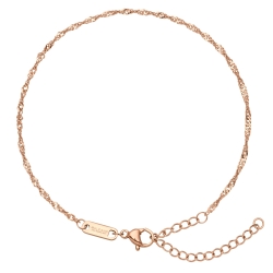 BALCANO - Singapore Chain / Bracelet de cheville type chaîne de Singapour plaqué or rose 18 K - 1,2 mm