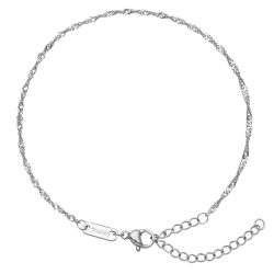BALCANO - Singapore Chain / Bracelet de cheville type chaîne de Singapour avec polissage à haute brillance - 1,2 mm