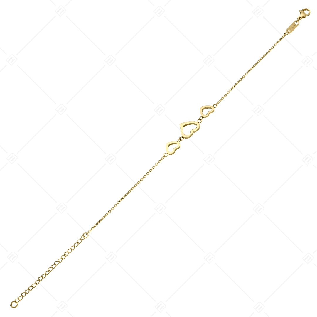 BALCANO - Cuore / Stainless Steel Cable Chain Anklet, 18K Gold Plated (751500BC88)