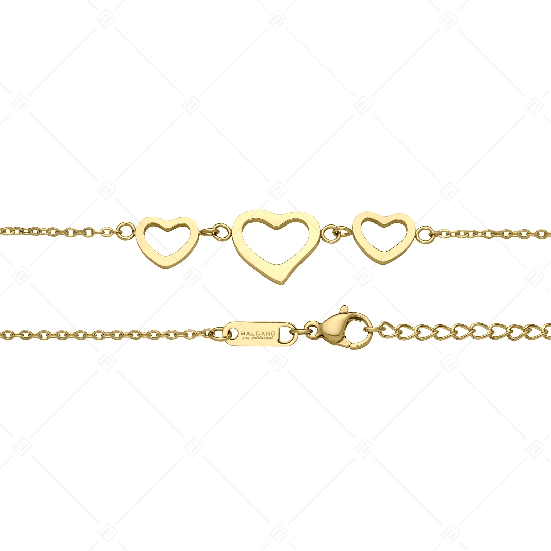 BALCANO - Cuore / Stainless Steel Cable Chain Anklet, 18K Gold Plated (751500BC88)
