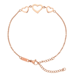 BALCANO - Cuore / Stainless Steel Cable Chain Anklet, 18K Rose Gold Plated