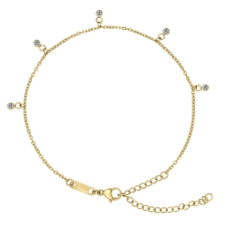 BALCANO - Dolce / Stainless Steel Cable Chain Anklet with Zirconia Gemstones, 18K Gold Plated