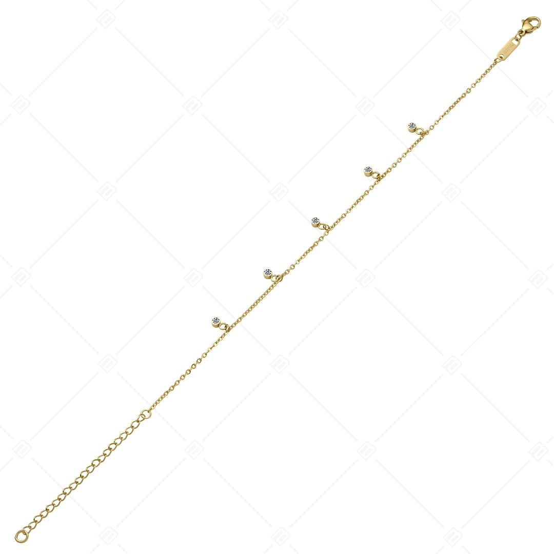 BALCANO - Dolce / Stainless Steel Cable Chain Anklet with Zirconia Gemstones, 18K Gold Plated (751501BC88)