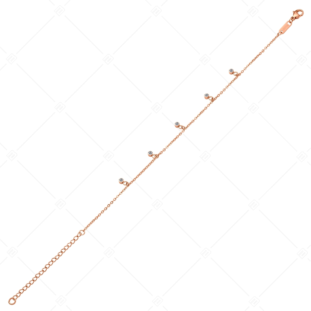 BALCANO - Dolce / Bracelet de cheville d'ancre en acier inoxydable en pierre zirconium, plaqué or rose 18K (751501BC96)