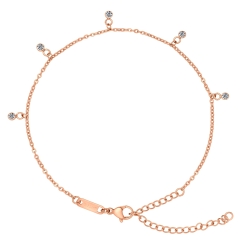 BALCANO - Dolce / Stainless Steel Cable Chain Anklet with Zirconia Gemstones, 18K Rose Gold Plated