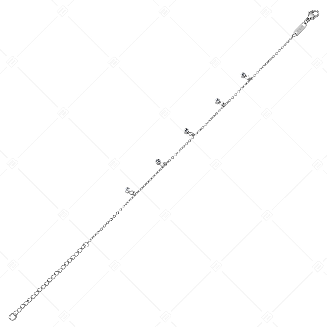 BALCANO - Dolce / Edelstahl Anker Fußkette mit Zirkonia-Edelsteinen, hochglanzpoliert (751501BC97)