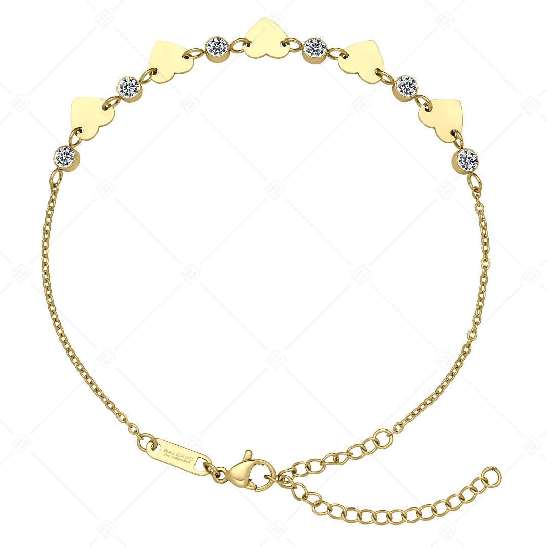 BALCANO - Innamorato / Stainless Steel Cable Chain Anklet with Zirconia Gemstones, 18K Gold Plated (751502BC88)