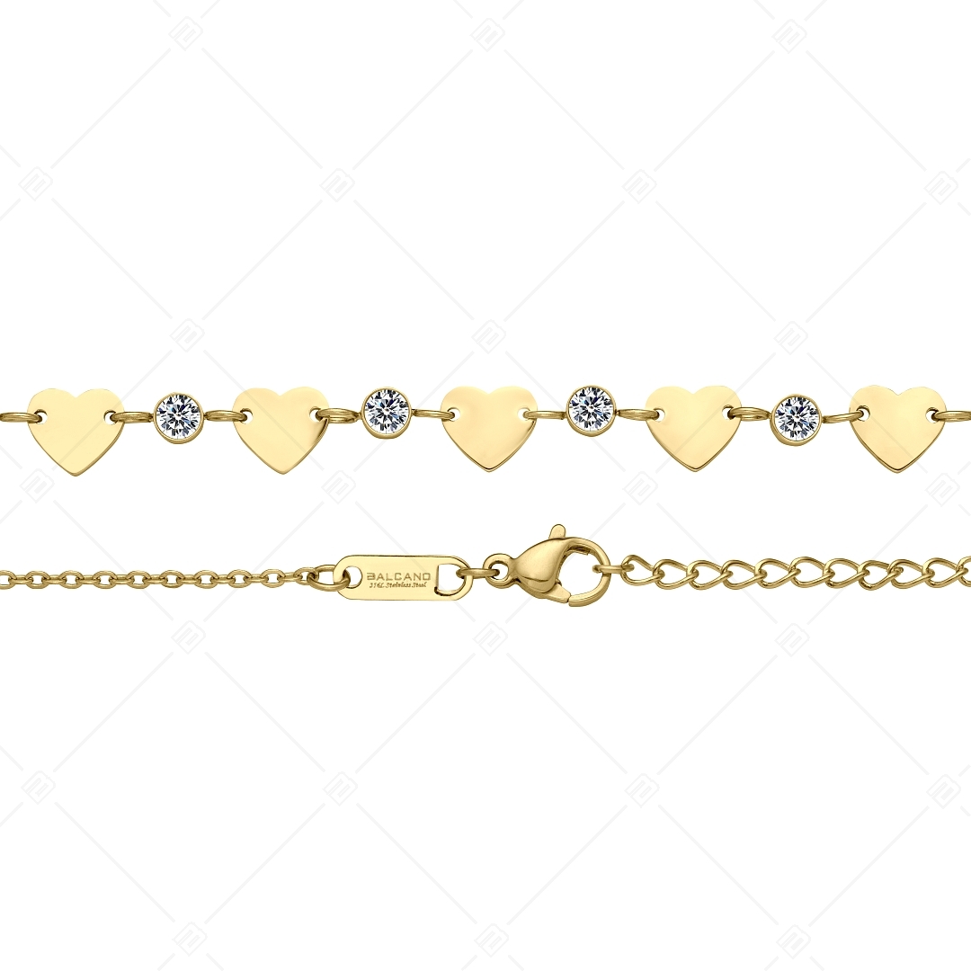 BALCANO - Innamorato / Stainless Steel Cable Chain Anklet with Zirconia Gemstones, 18K Gold Plated (751502BC88)