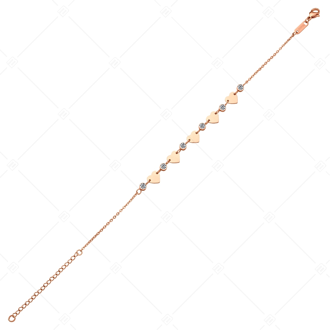 BALCANO - Innamorato / Edelstahl Anker Fußkette mit Zirkonia-Edelsteinen, 18K rosévergoldet (751502BC96)