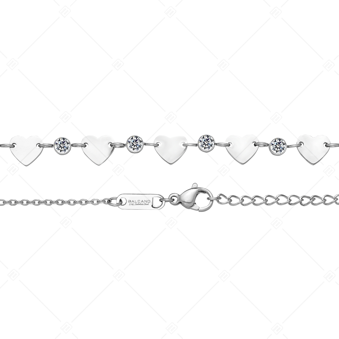 BALCANO - Innamorato / Stainless Steel Cable Chain Anklet with Zirconia Gemstones, High Polished (751502BC97)