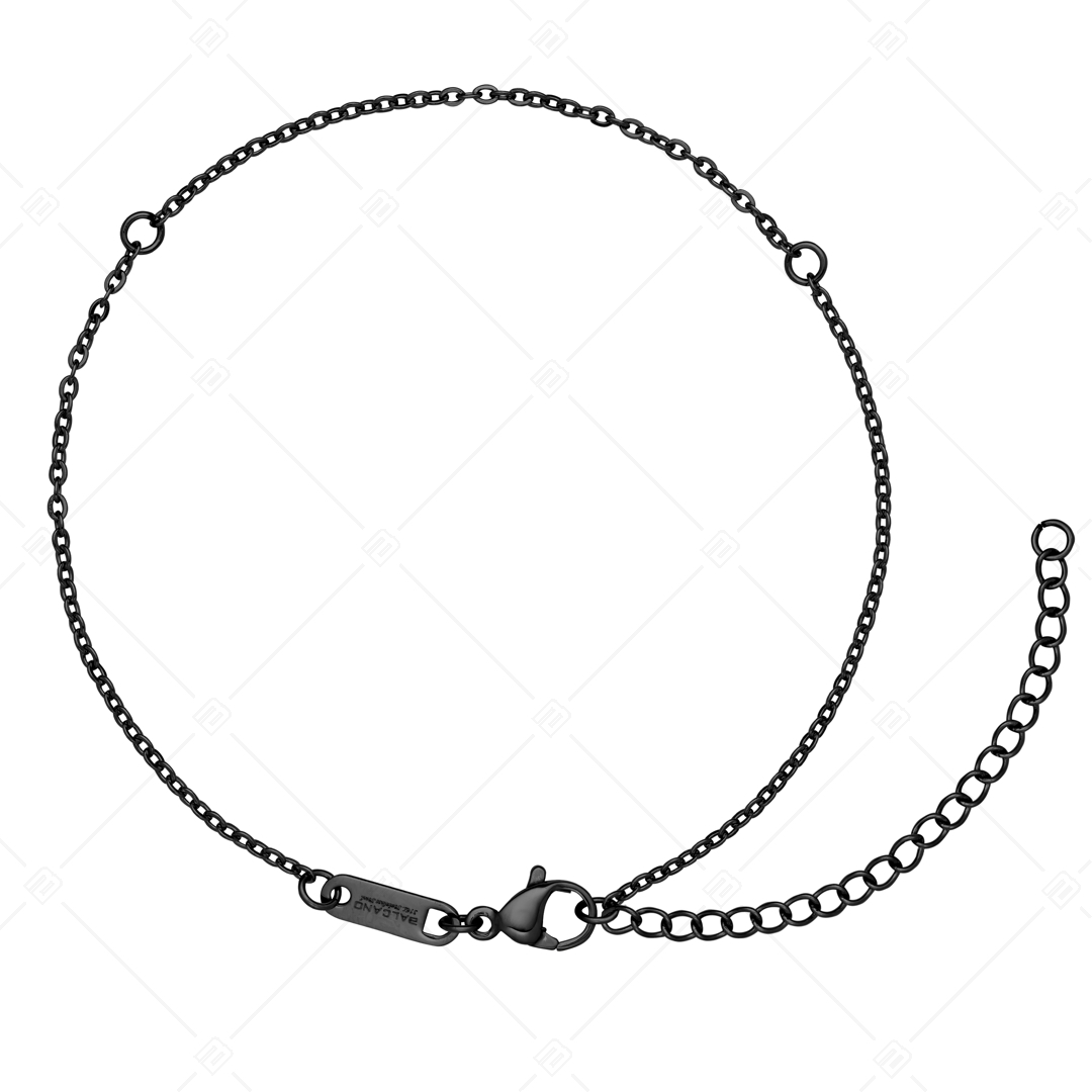 BALCANO - Variable / Stainless Steel Cable Chain Anklet for Different Charms, Black PVD Plated (751503BC11)
