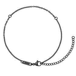 BALCANO - Variable / Stainless Steel Cable Chain Anklet for Different Charms, Black PVD Plated
