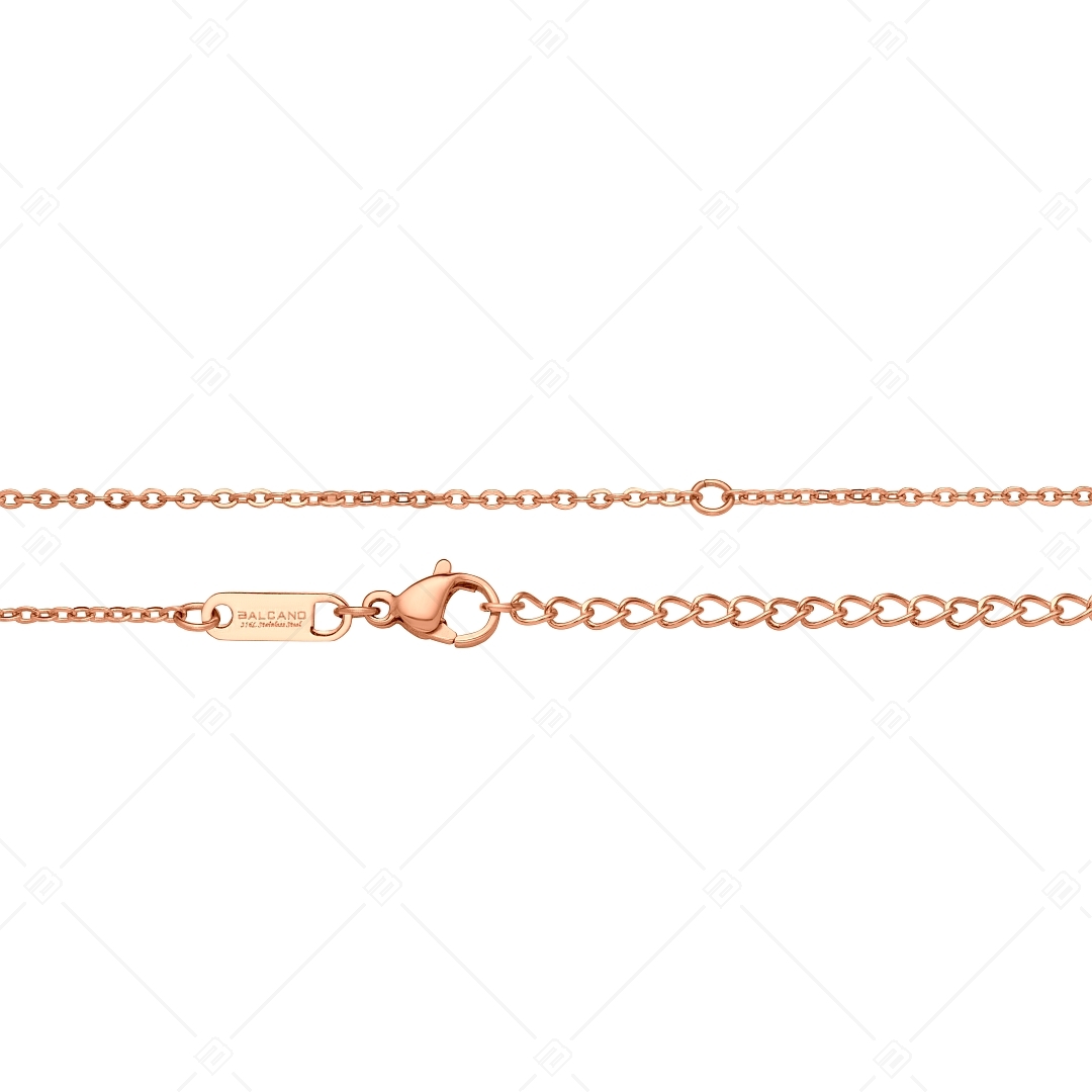 BALCANO - Variable / Stainless Steel Cable Chain Anklet for Different Charms, 18K Rose Gold Plated (751503BC96)