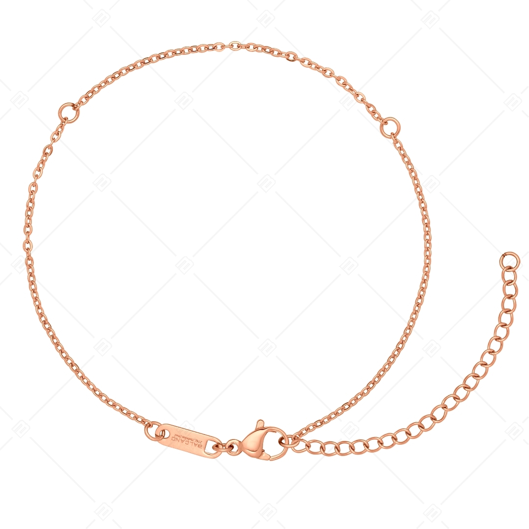 BALCANO - Variable / Stainless Steel Cable Chain Anklet for Different Charms, 18K Rose Gold Plated (751503BC96)