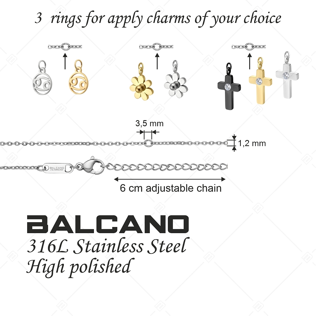 BALCANO - Variable / Bracelet de cheville d'ancre en acier inoxydable pour différents charmes, avec hautement polie (751503BC97)