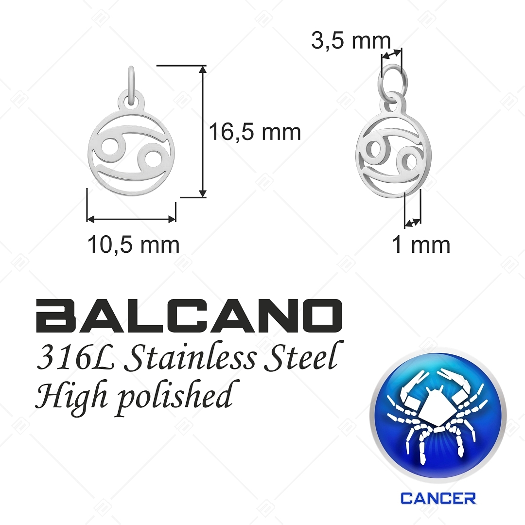 BALCANO - Charm zodiaque en acier inoxydable avec hautement polie - Cancer (851001CH97)