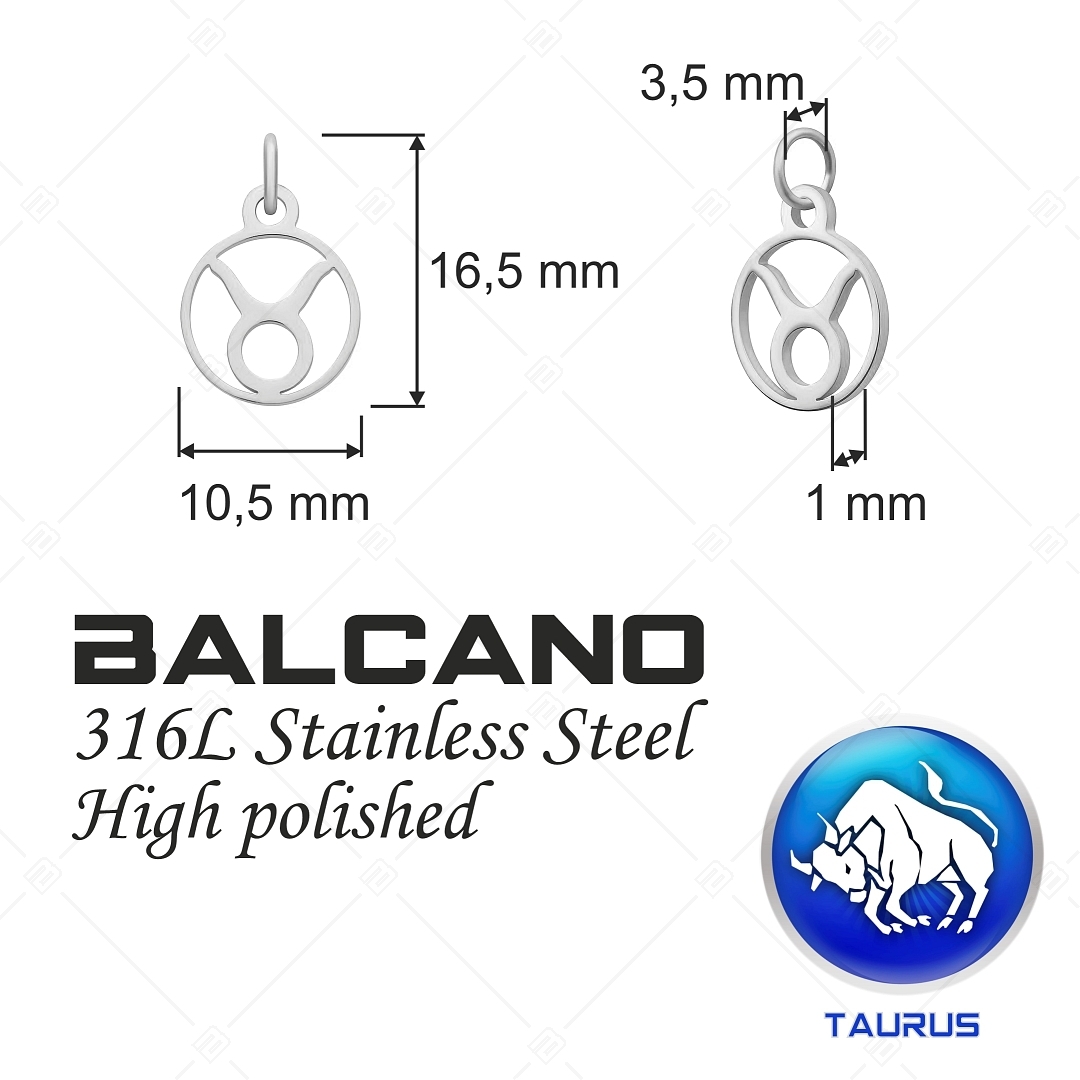 BALCANO - Stainless Steel Horoscope Charm, High Polished - Taurus (851003CH97)
