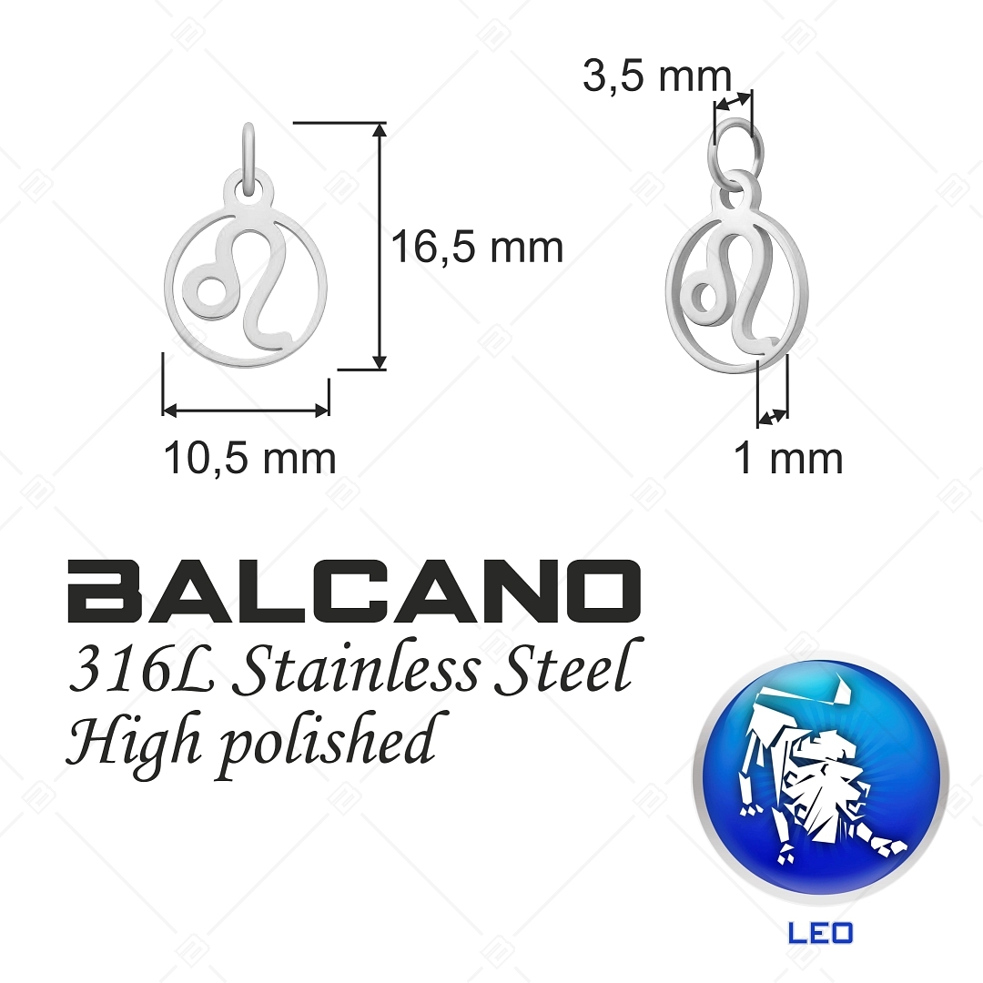 BALCANO - Stainless Steel Horoscope Charm, High Polished - Leo (851004CH97)