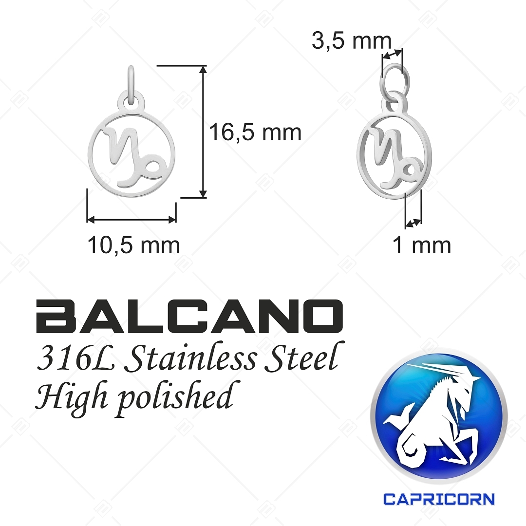 BALCANO - Stainless Steel Horoscope Charm, High Polished - Capricorn (851010CH97)