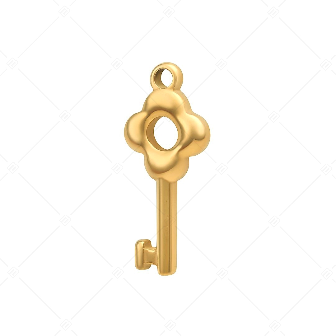 BALCANO - Edelstahl Schlüssel Charme mit Blumen, 18K vergoldet (851013CH88)