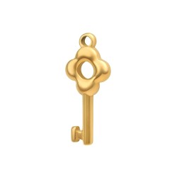 BALCANO - Edelstahl Schlüssel Charme mit Blumen, 18K vergoldet
