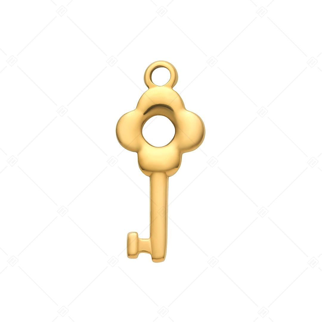 BALCANO - Edelstahl Schlüssel Charme mit Blumen, 18K vergoldet (851013CH88)