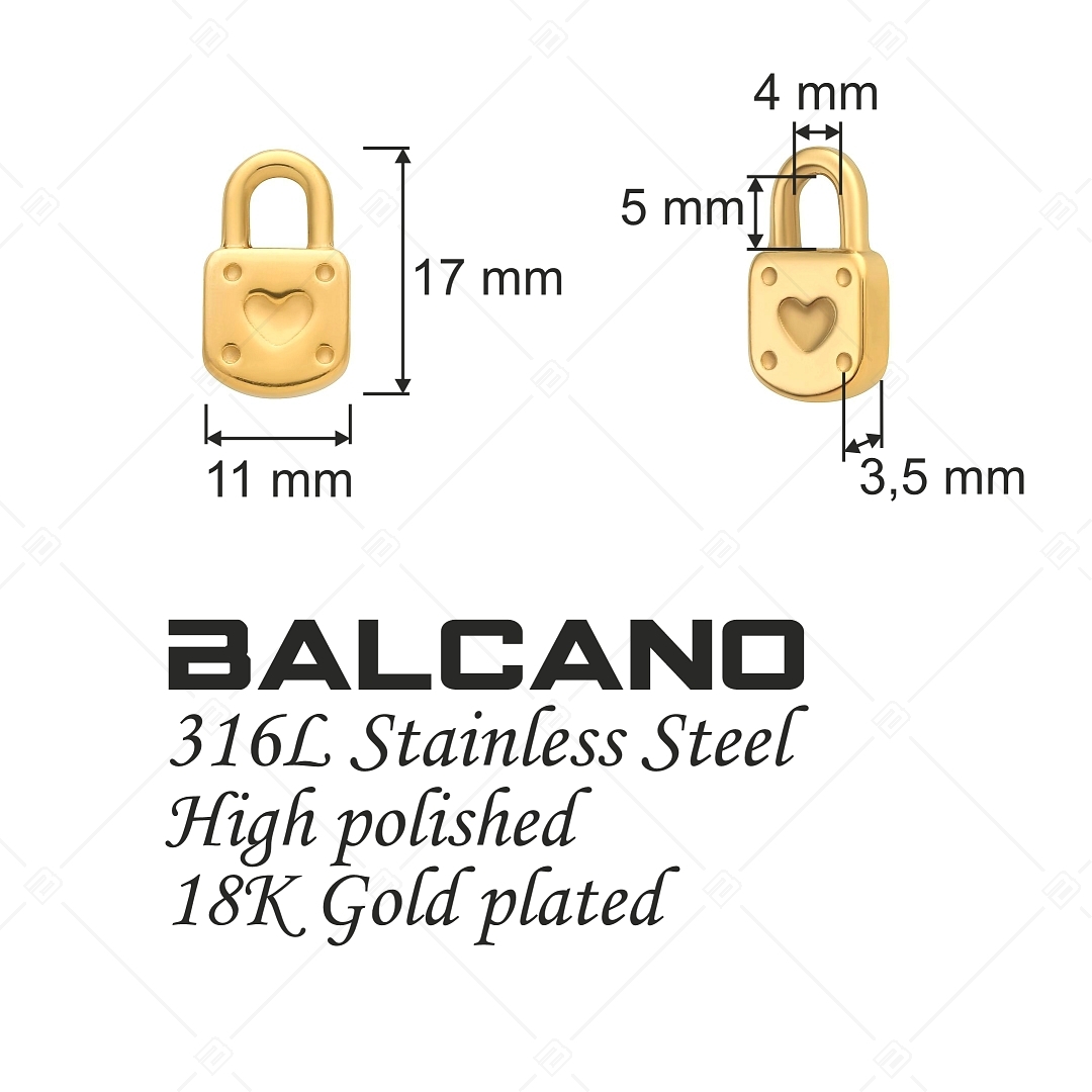 BALCANO - Stainless Steel Padlock Charm, 18K Gold Plated (851016CH88)