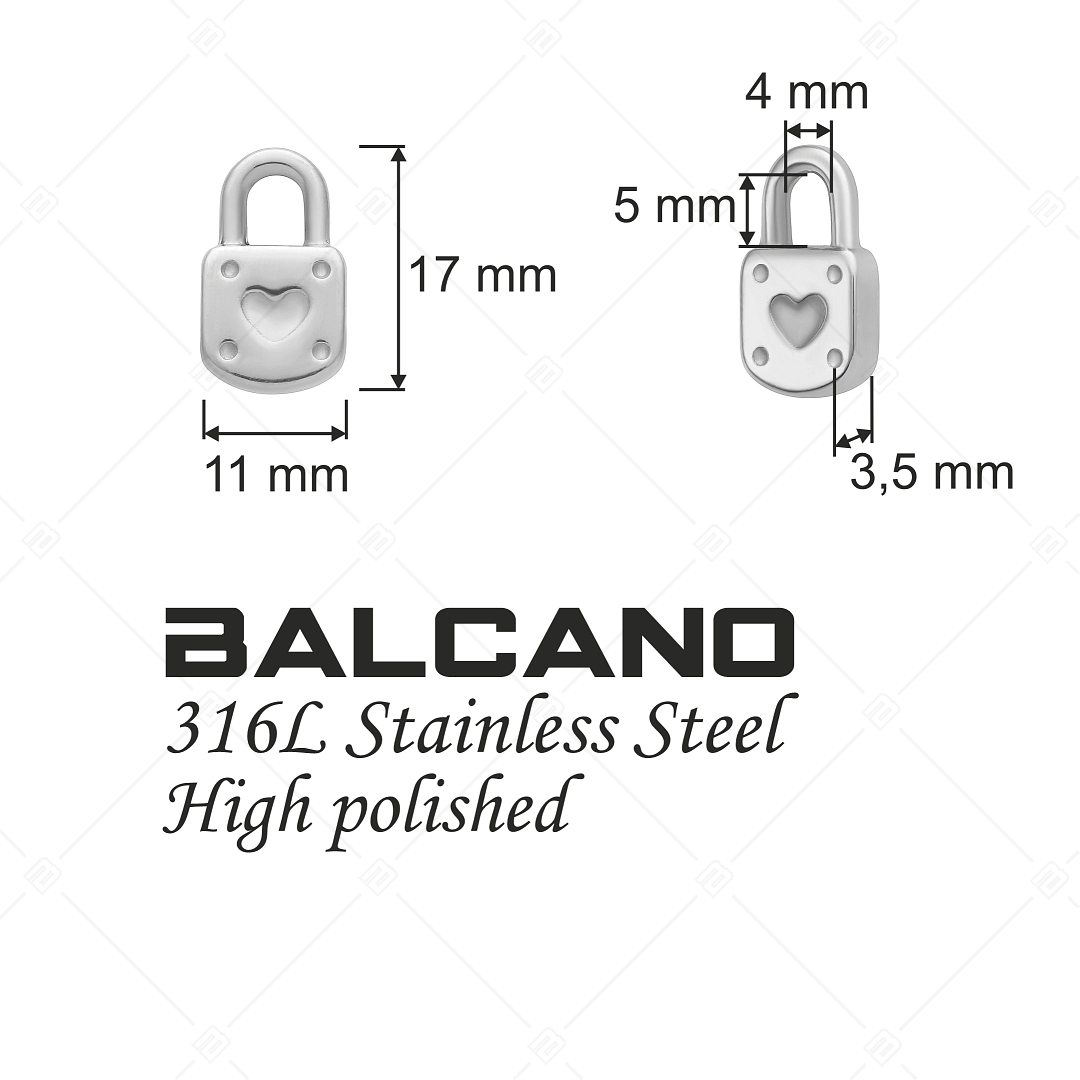 BALCANO - Stainless Steel Padlock Charm, High Polished (851016CH97)