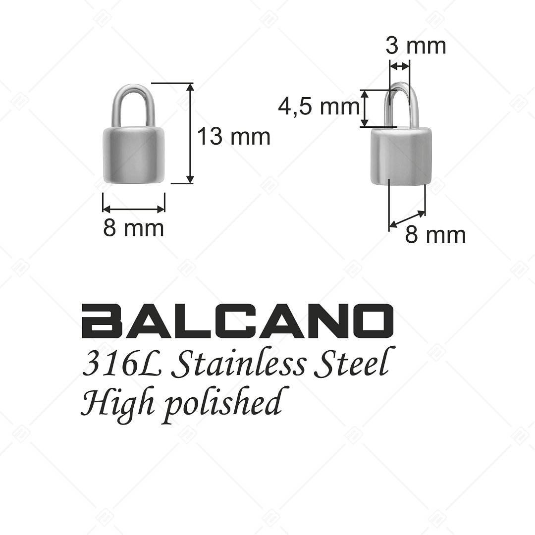 BALCANO - Stainless Steel Padlock Charm, High Polished (851018CH97)