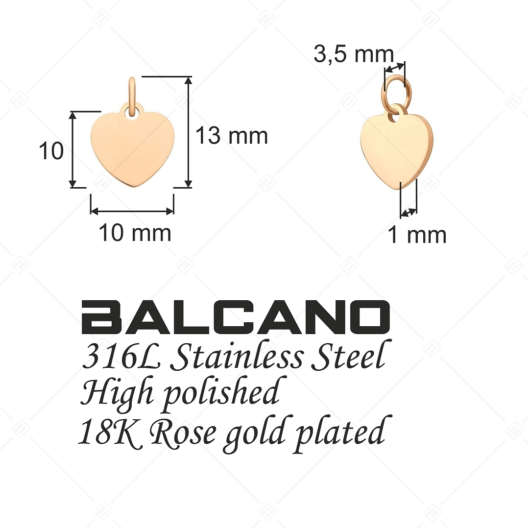 BALCANO - Charm en forme de coeur, en acier inoxydable plaqué or rose 18K (851020CH96)
