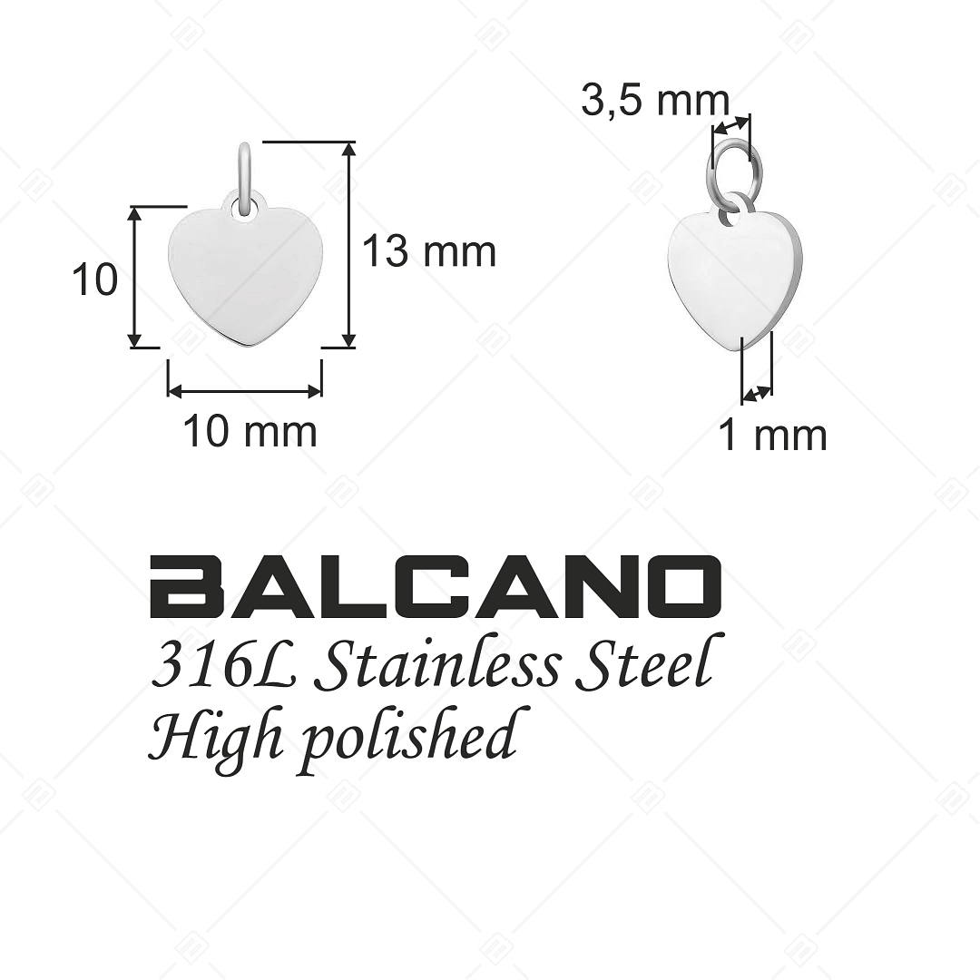 BALCANO - Charm en forme de coeur, en acier inoxydable avec hautement polie (851020CH97)