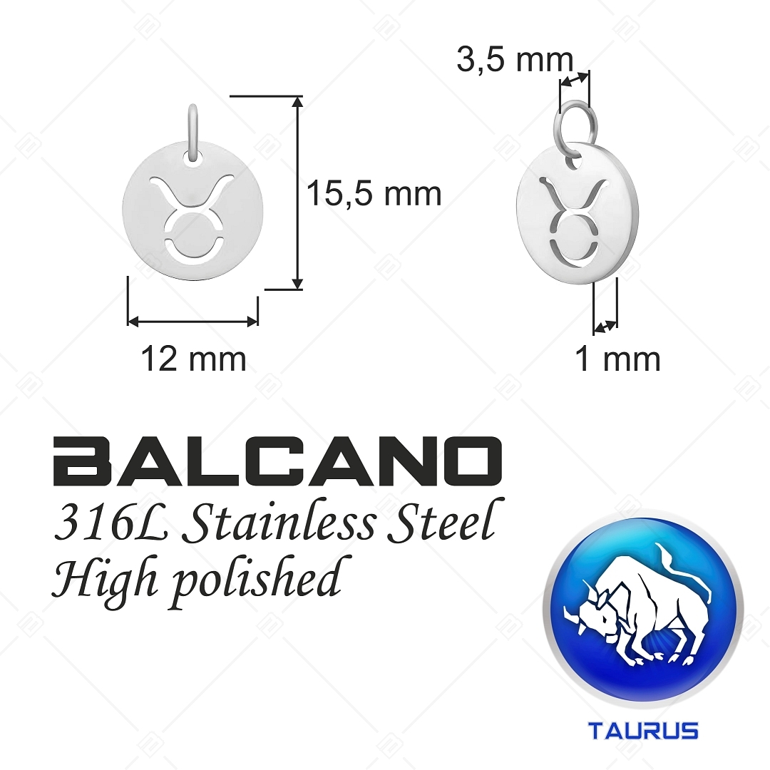 BALCANO - Stainless Steel Horoscope Charm, High Polished - Taurus (851023CH97)