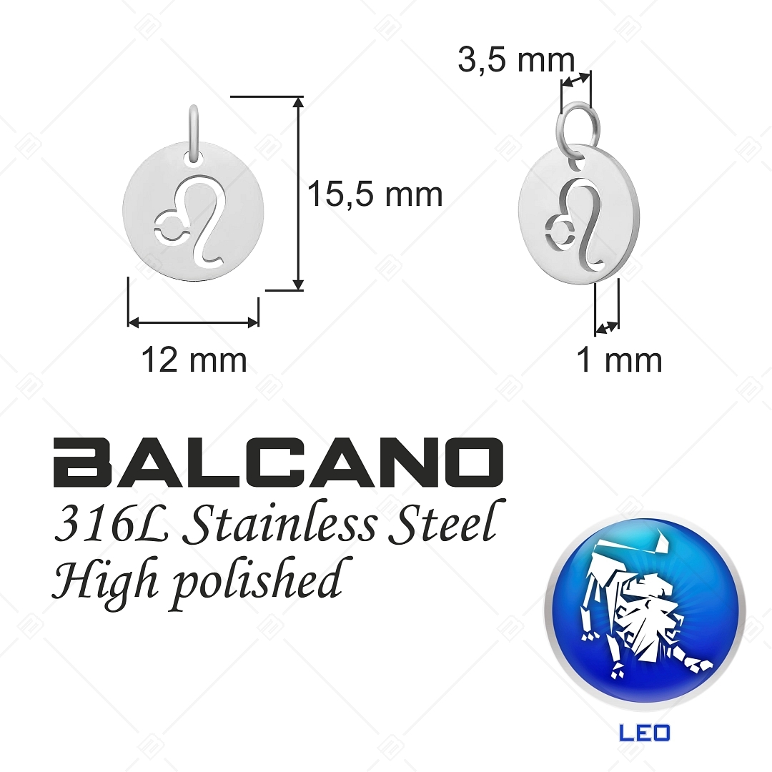BALCANO - Stainless Steel Horoscope Charm, High Polished - Leo (851024CH97)